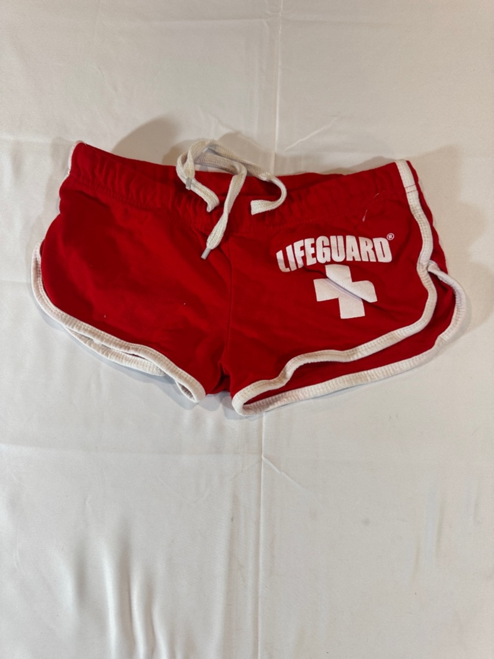 Red Lifeguard Women's Athletic Shorts with White Trim